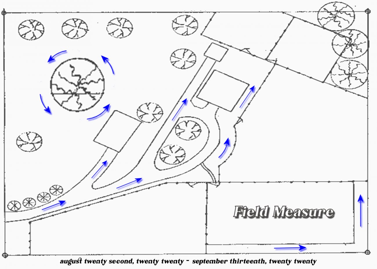 Promotional flyer for exhibition with title and schematic design with blue arrows