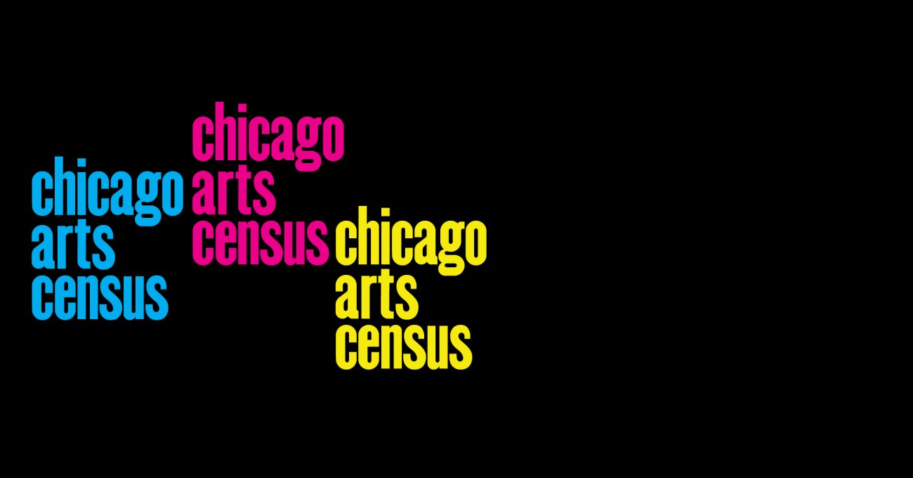 Chicago Arts Census Logo, in three colors cyan magenta and yellow