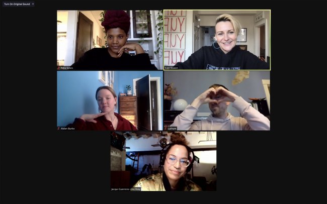 A grid of screens from 5 individuals in a Zoom meeting